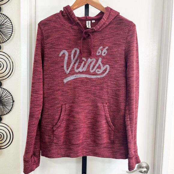 VANS Mens Pullover Slim Fit Big Logo Script Hoodie - Red Burgundy, Size XL - Picture 7 of 7